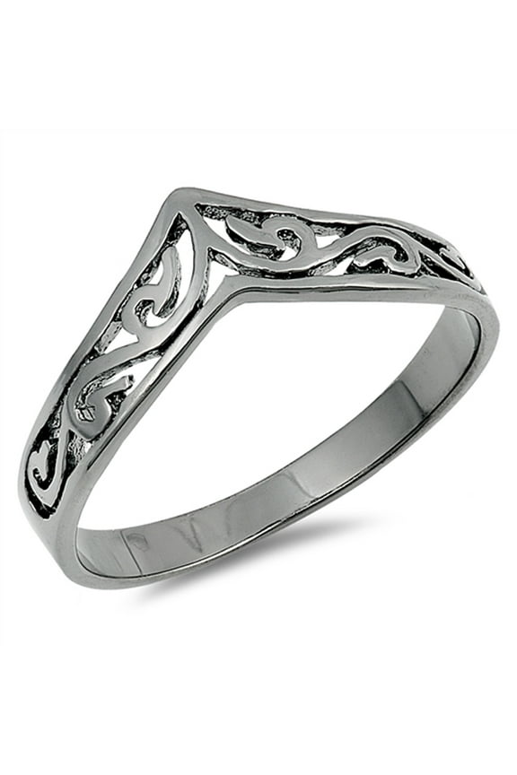 CHOOSE YOUR COLOR Filigree Celtic Black-Tone Thumb Ring .925 Sterling Silver Band Jewelry Female Size 3