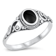 Sterling Silver Tiara Crown Promise Ring With Blue Simulated Sapphire Heart - Size 11, Band Ring For Women