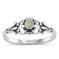 thumbnail image 1 of CHOOSE YOUR COLOR Flower White Simulated Opal Ring .925 Sterling Silver Band CZ Female Size 8, 1 of 4