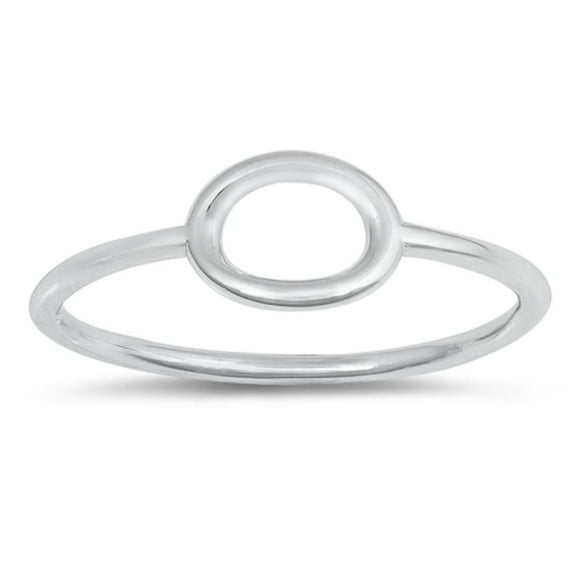 CHOOSE YOUR COLOR Geometric Oval Round Loop Ring .925 Sterling Silver Band Jewelry Female Size 2