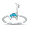 thumbnail image 1 of CHOOSE YOUR COLOR Giraffe Ring Blue Simulated Opal .925 Sterling Silver Band CZ Female Size 10, 1 of 4