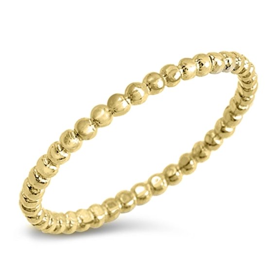 CHOOSE YOUR COLOR Gold-Tone Ball Bead Eternity Ring .925 Sterling Silver Band Jewelry Female Size 12
