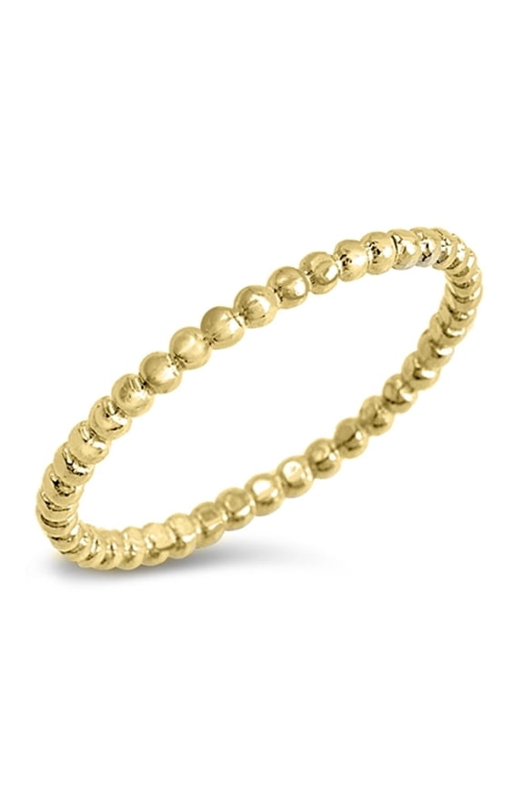 CHOOSE YOUR COLOR Gold-Tone Ball Bead Eternity Ring .925 Sterling Silver Band Jewelry Female Size 3