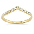 thumbnail image 1 of CHOOSE YOUR COLOR Gold-Tone Chevron V Clear CZ Promise Ring Sterling Silver Band White Female Size 3, 1 of 4