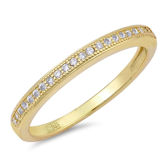 CHOOSE YOUR COLOR Gold-Tone Clear CZ Wholesale Wedding Ring .925 Sterling Silver Band White Female Size 10