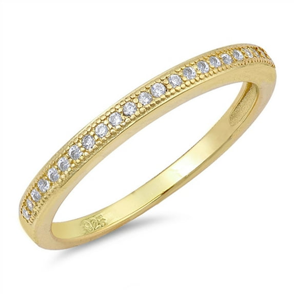 CHOOSE YOUR COLOR Gold-Tone Clear CZ Wholesale Wedding Ring .925 Sterling Silver Band White Female Size 10