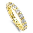 thumbnail image 1 of CHOOSE YOUR COLOR Gold-Tone Eternity Stackable White CZ Ring .925 Sterling Silver Band Female Size 5, 1 of 4