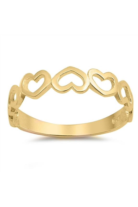 CHOOSE YOUR COLOR Gold-Tone Heart Love Promise Ring .925 Sterling Silver Band Jewelry Female Size 10