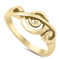 thumbnail image 1 of CHOOSE YOUR COLOR Gold-Tone Music Clef Note Ring .925 Sterling Silver Musical Band Jewelry Female Size 4, 1 of 4