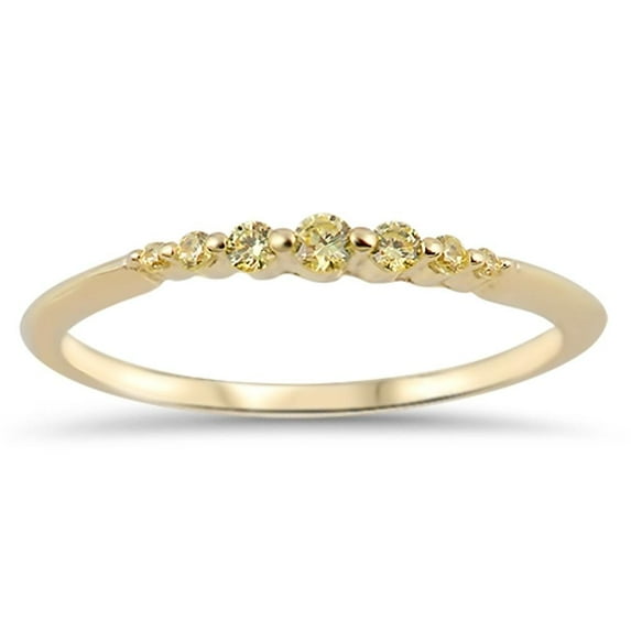 CHOOSE YOUR COLOR Gold-Tone Promise Yellow CZ Ring .925 Sterling Silver Wedding Band Female Size 10