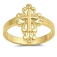 thumbnail image 1 of CHOOSE YOUR COLOR Gold-Tone Victorian Cross Christian Ring 925 Sterling Silver Band Jewelry Female Size 9, 1 of 4