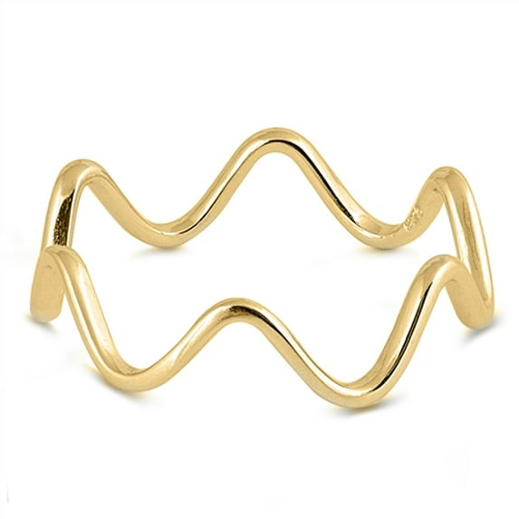 CHOOSE YOUR COLOR Gold-Tone Wave Endless Ring .925 Sterling Silver Band Jewelry Female Male Size 13