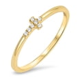 thumbnail image 1 of CHOOSE YOUR COLOR Gold-Tone White CZ Sideways Cross Ring .925 Sterling Silver Band Female Size 10, 1 of 4
