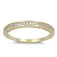 thumbnail image 1 of CHOOSE YOUR COLOR Gold-Tone White CZ Stackable Ring .925 Sterling Silver Band Female Size 6, 1 of 4