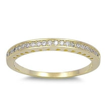 CHOOSE YOUR COLOR Gold-Tone White CZ Stackable Ring .925 Sterling Silver Band Female Size 6