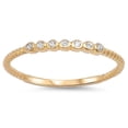 thumbnail image 1 of CHOOSE YOUR COLOR Gold-Tone White CZ Wedding Ring .925 Sterling Silver Thin Band Female Size 6, 1 of 4