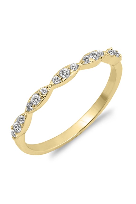 CHOOSE YOUR COLOR Gold-Tone White CZ Wedding Ring Accent .925 Sterling Silver Band Female Size 4