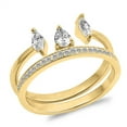 thumbnail image 1 of CHOOSE YOUR COLOR Gold-Tone White CZ Wedding Ring Set .925 Sterling Silver Band Female Size 6, 1 of 4
