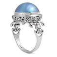 thumbnail image 1 of CHOOSE YOUR COLOR Gray Simulated Pearl Fleur De Lis Ring .925 Sterling Silver Band Jewelry Female Size 9, 1 of 4