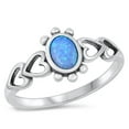 thumbnail image 1 of CHOOSE YOUR COLOR Heart Blue Simulated Opal Wholesale Ring .925 Sterling Silver Band CZ Female Size 10, 1 of 4