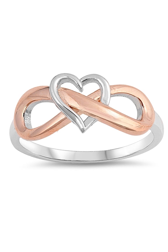 CHOOSE YOUR COLOR Heart Infinity Two Tone Cutout Love Ring 925 Sterling Silver Band Jewelry Female Size 9