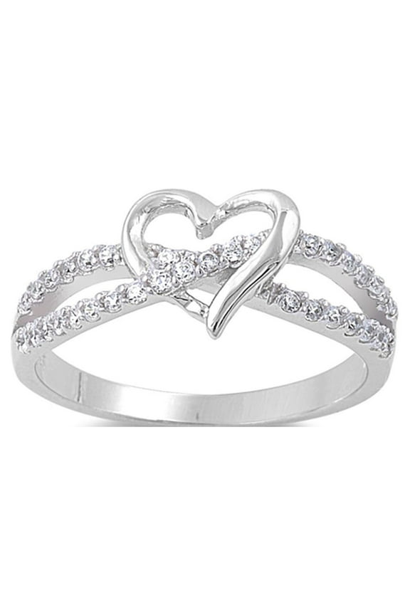 CHOOSE YOUR COLOR Heart Love Dating Clear CZ Promise Ring .925 Sterling Silver Band White Female Size 8