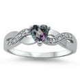 thumbnail image 1 of CHOOSE YOUR COLOR Heart Multi-color CZ Infinity Knot Promise Ring 925 Sterling Silver Black Female Size 7, 1 of 4
