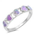 thumbnail image 1 of CHOOSE YOUR COLOR Heart Pink Simulated Opal Love Promise Ring .925 Sterling Silver Band CZ Female Size 8, 1 of 4