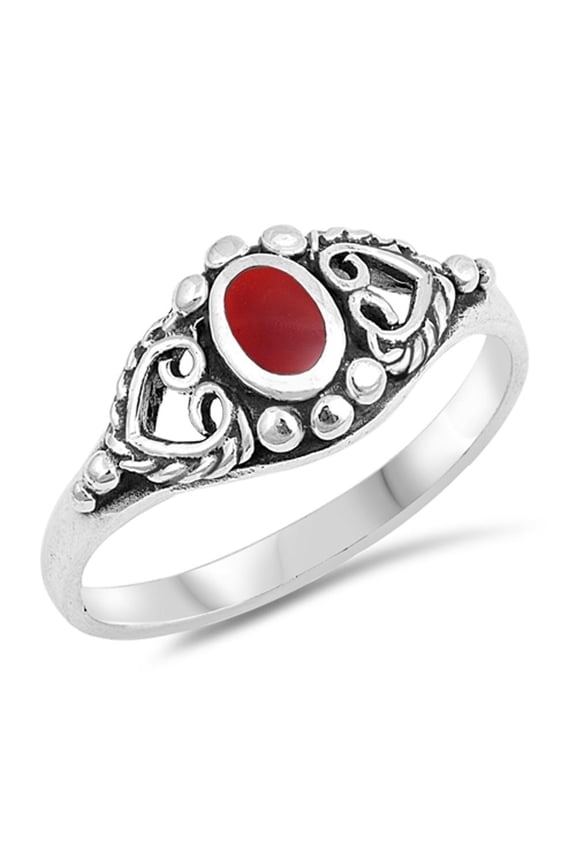 CHOOSE YOUR COLOR Heart Rope Bali Cutout Ring .925 Sterling Silver Band Jewelry Female Male Size 4