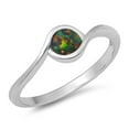 thumbnail image 1 of CHOOSE YOUR COLOR High Polish Round Ring .925 Sterling Silver Band Black CZ Female Size 5, 1 of 4