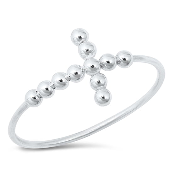 CHOOSE YOUR COLOR High Polish Sideways Bubble Cross Ring .925 Sterling Silver Band Jewelry Female Size 3