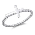 thumbnail image 1 of CHOOSE YOUR COLOR High Polish Sideways Cross Ring .925 Sterling Silver Band Jewelry Female Size 7, 1 of 4