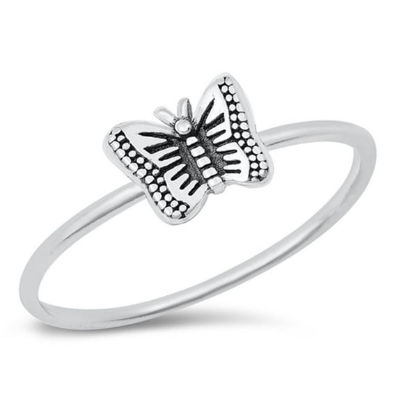 CHOOSE YOUR COLOR High Polished Butterfly Ring .925 Sterling Silver Oxidized Band Jewelry Female Size 10