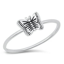 CHOOSE YOUR COLOR High Polished Butterfly Ring .925 Sterling Silver Oxidized Band Jewelry Female Size 5