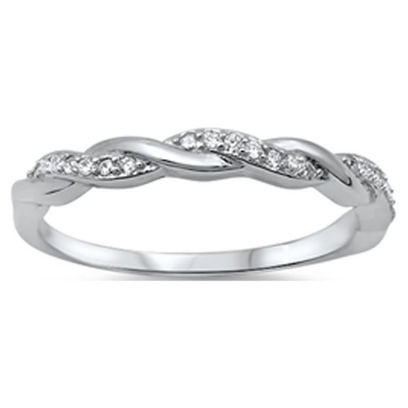 CHOOSE YOUR COLOR Infinity Braid Clear CZ Promise Ring .925 Sterling Silver Band White Female Size 11