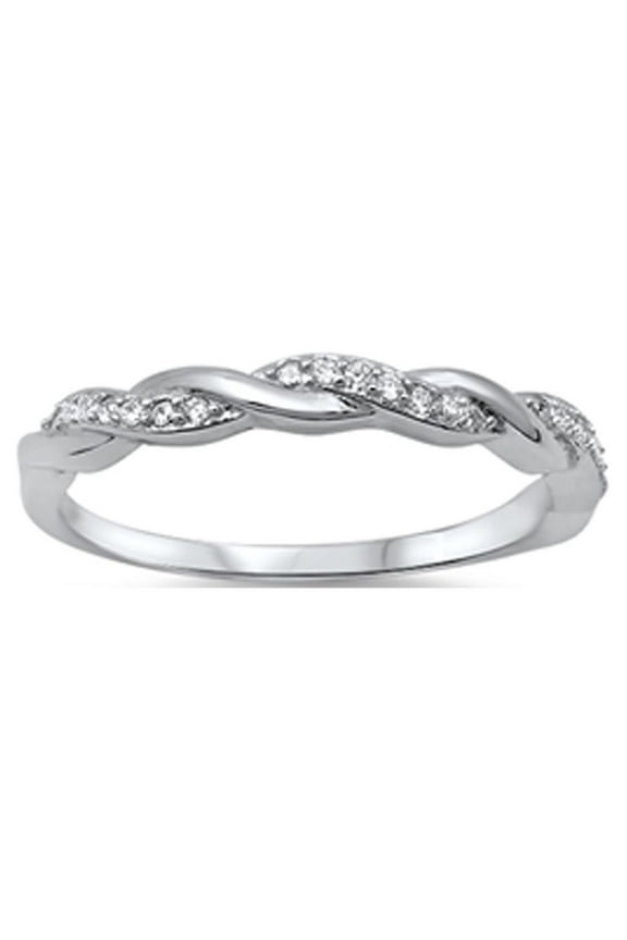 CHOOSE YOUR COLOR Infinity Braid Clear CZ Promise Ring .925 Sterling Silver Band White Female Size 8