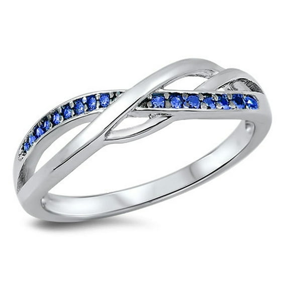 CHOOSE YOUR COLOR Infinity Celtic Knot Blue Simulated Sapphire Ring .925 Sterling Silver Band CZ Female Size 10