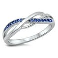 thumbnail image 1 of CHOOSE YOUR COLOR Infinity Celtic Knot Blue Simulated Sapphire Ring .925 Sterling Silver Band CZ Female Size 6, 1 of 4