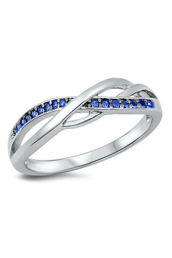 CHOOSE YOUR COLOR Infinity Celtic Knot Blue Simulated Sapphire Ring .925 Sterling Silver Band CZ Female Size 9