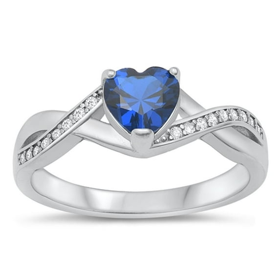 CHOOSE YOUR COLOR Infinity Heart Blue Simulated Sapphire Ring .925 Sterling Silver Band CZ Female Size 6