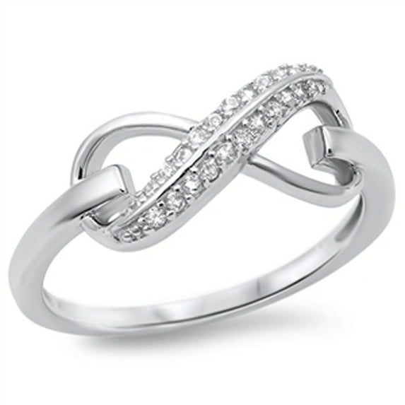 CHOOSE YOUR COLOR Infinity Heart White CZ Promise Ring .925 Sterling Silver Band Female Size 8