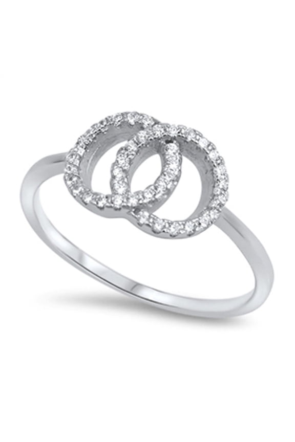 CHOOSE YOUR COLOR Infinity Interlocking Circle White CZ Ring .925 Sterling Silver Band Female Size 10