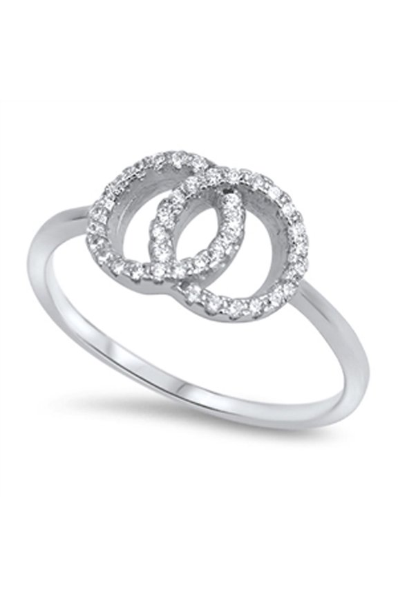 CHOOSE YOUR COLOR Infinity Interlocking Circle White CZ Ring .925 Sterling Silver Band Female Size 4