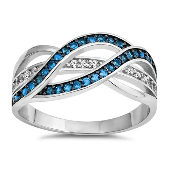 CHOOSE YOUR COLOR Infinity Knot Blue Simulated Topaz Promise Ring 925 Sterling Silver Band CZ Female Size 7