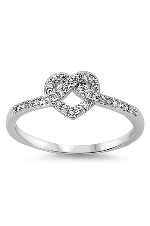 CHOOSE YOUR COLOR Infinity Knot Heart Love Clear CZ Promise Ring .925 Sterling Silver White Female Size 6