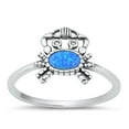 thumbnail image 1 of CHOOSE YOUR COLOR King Crab Blue Simulated Opal Ring .925 Sterling Silver Band CZ Female Size 5, 1 of 4