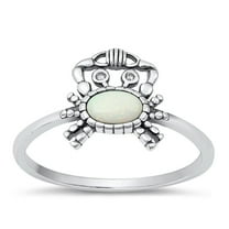 CHOOSE YOUR COLOR King Crab White Simulated Opal Ring .925 Sterling Silver Band CZ Female Size 5