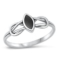 thumbnail image 1 of CHOOSE YOUR COLOR Knot Simulated Black Onyx Ring .925 Sterling Silver Band CZ Female Size 4, 1 of 4
