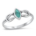 thumbnail image 1 of CHOOSE YOUR COLOR Knot Simulated Turquoise Ring .925 Sterling Silver Band Blue CZ Female Size 4, 1 of 4