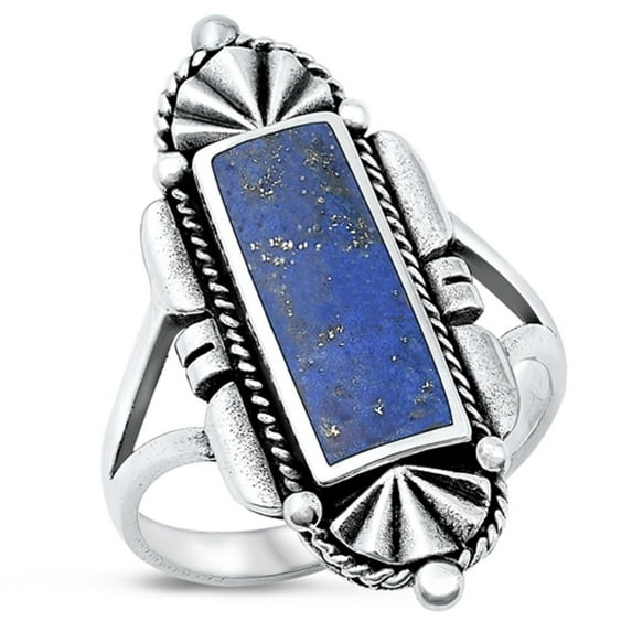 CHOOSE YOUR COLOR Lapis Ring .925 Sterling Silver Bali Style Band Blue CZ Jewelry Female Size 8